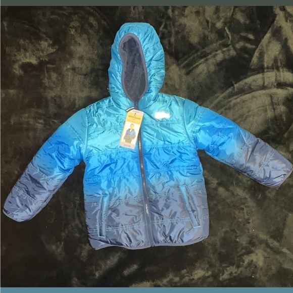 Eddie Bauer Shiny Blue Hooded Puffer Jacket. NWT